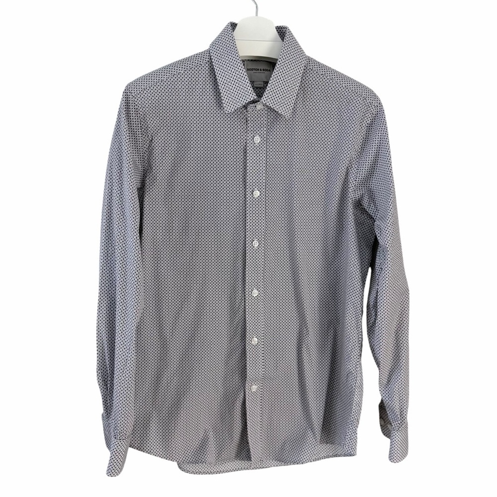 SCOTCH & SODA blue white patterned dress shirt 16.5 34/35